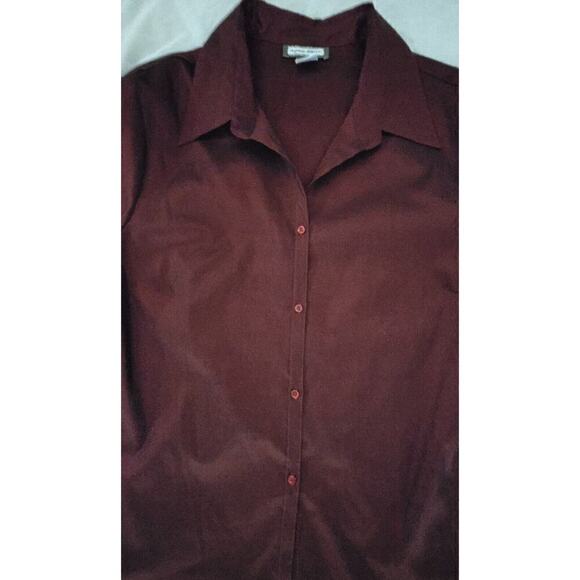 Womens Aqua Blues XL Button Down Red Shiney Shirt Blouse - Picture 4 of 6
